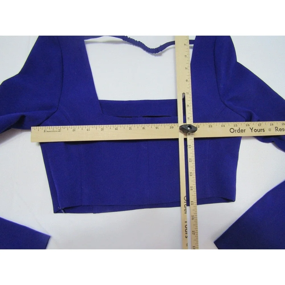 ZARA Crop Square Neck Top Womens‎ S Dark Purple Pullover Knit Academia